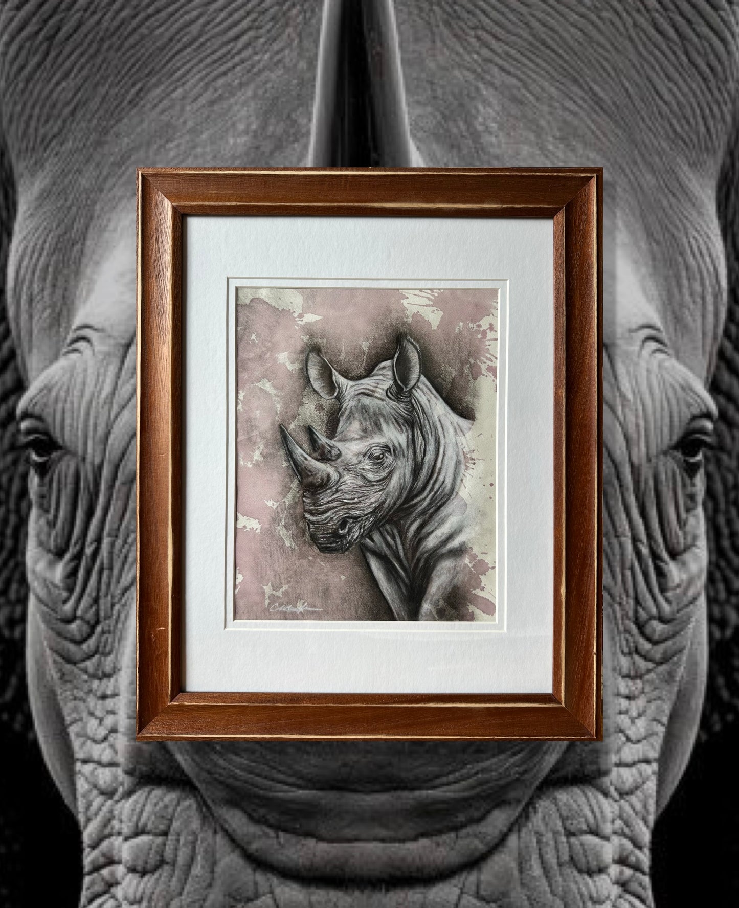 Rhino Resilience- Original Mixed Media Drawing