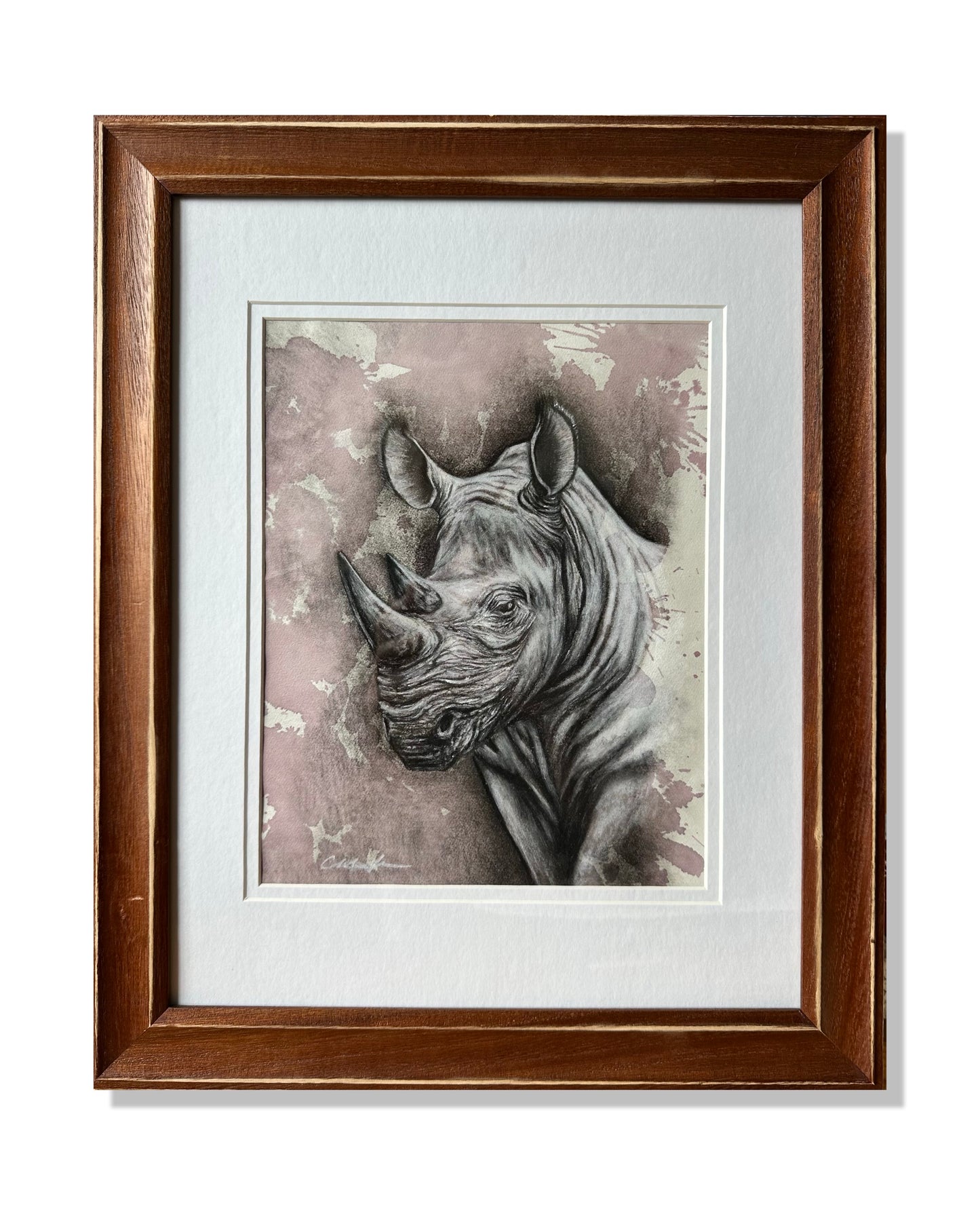 Rhino Resilience- Original Mixed Media Drawing