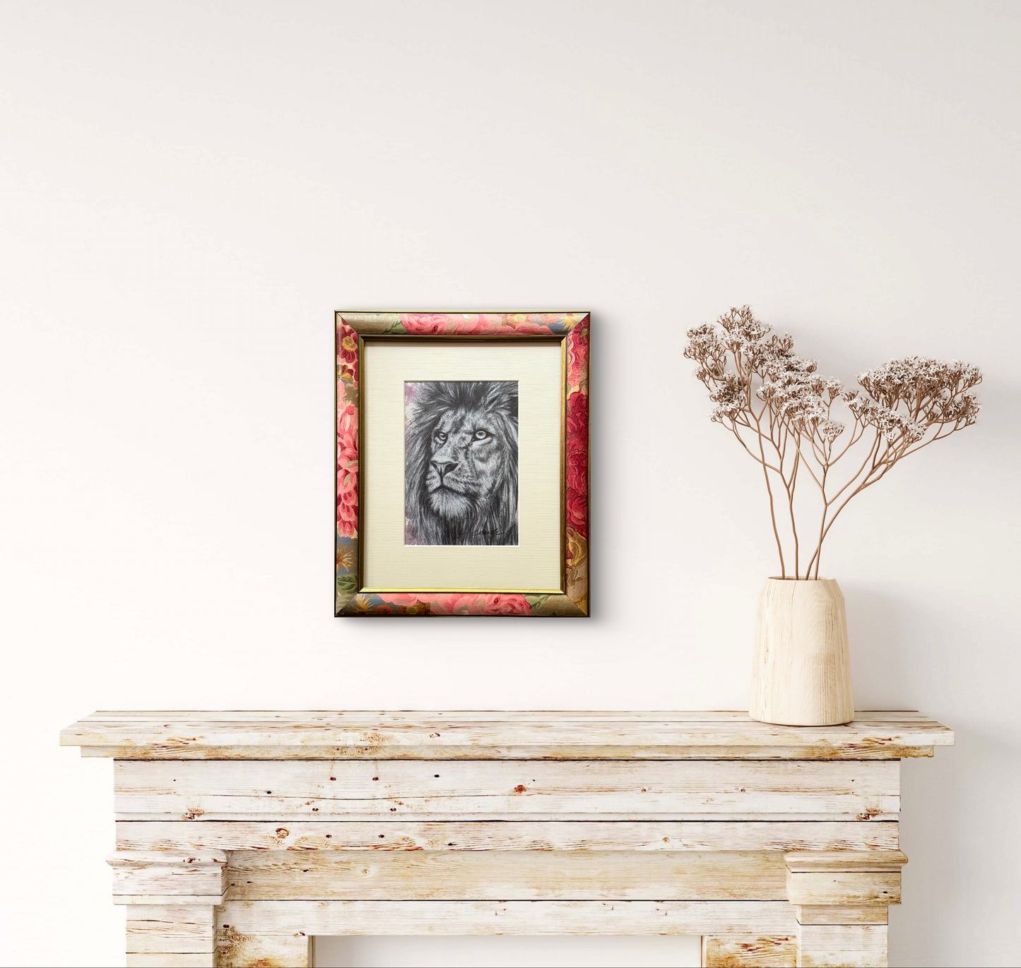 Lion’s Reign- Original Mixed Media Drawing