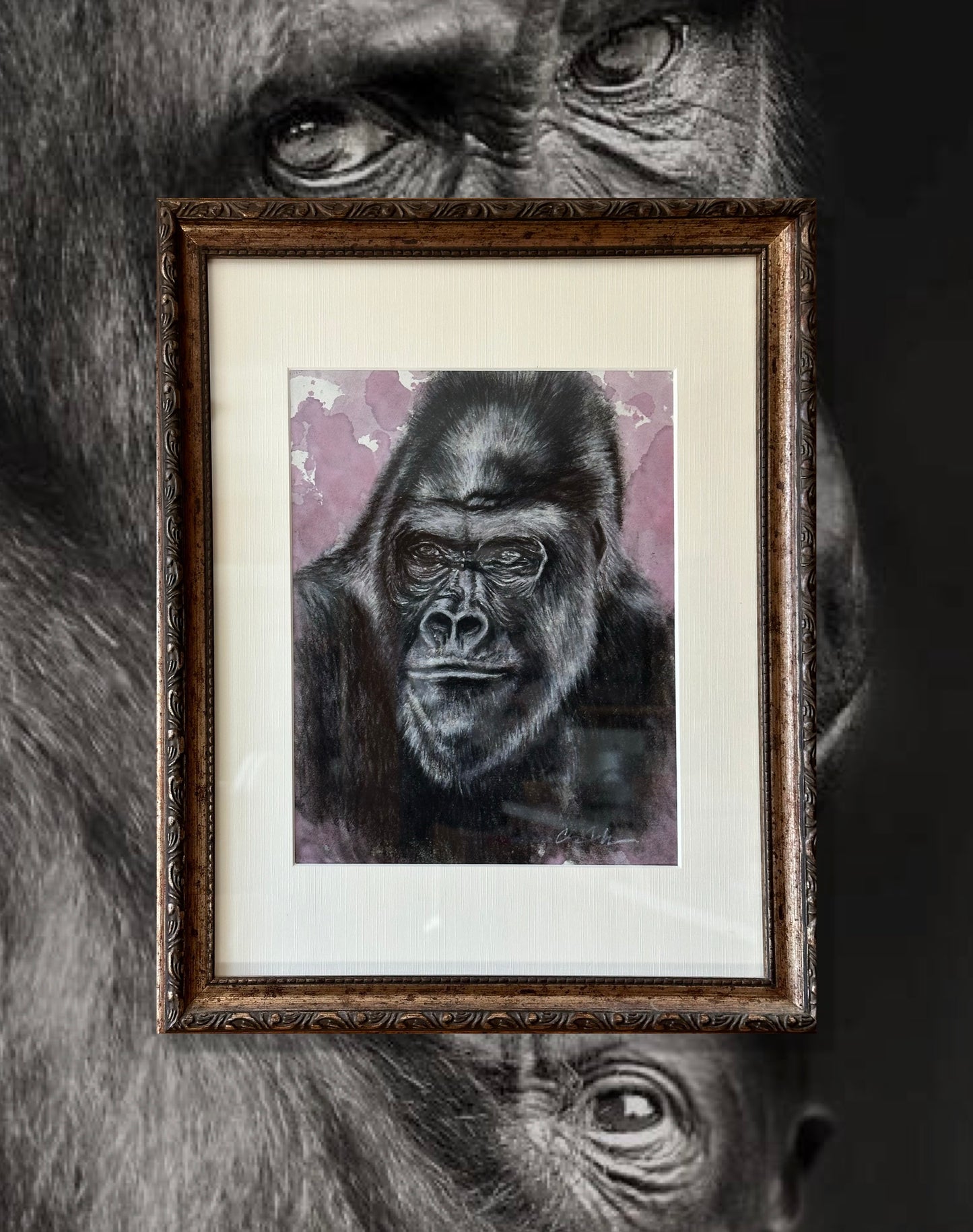 Gorilla Guardian- Original Mixed Media Drawing