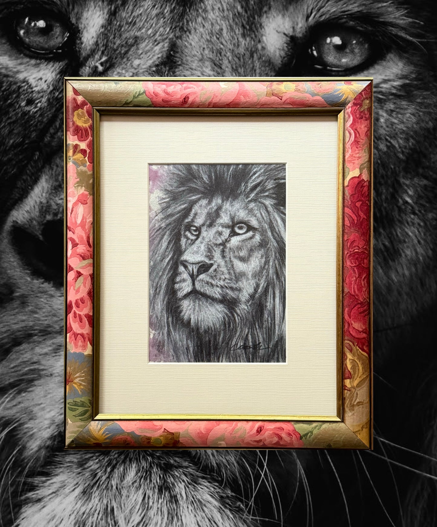 Lion’s Reign- Original Mixed Media Drawing