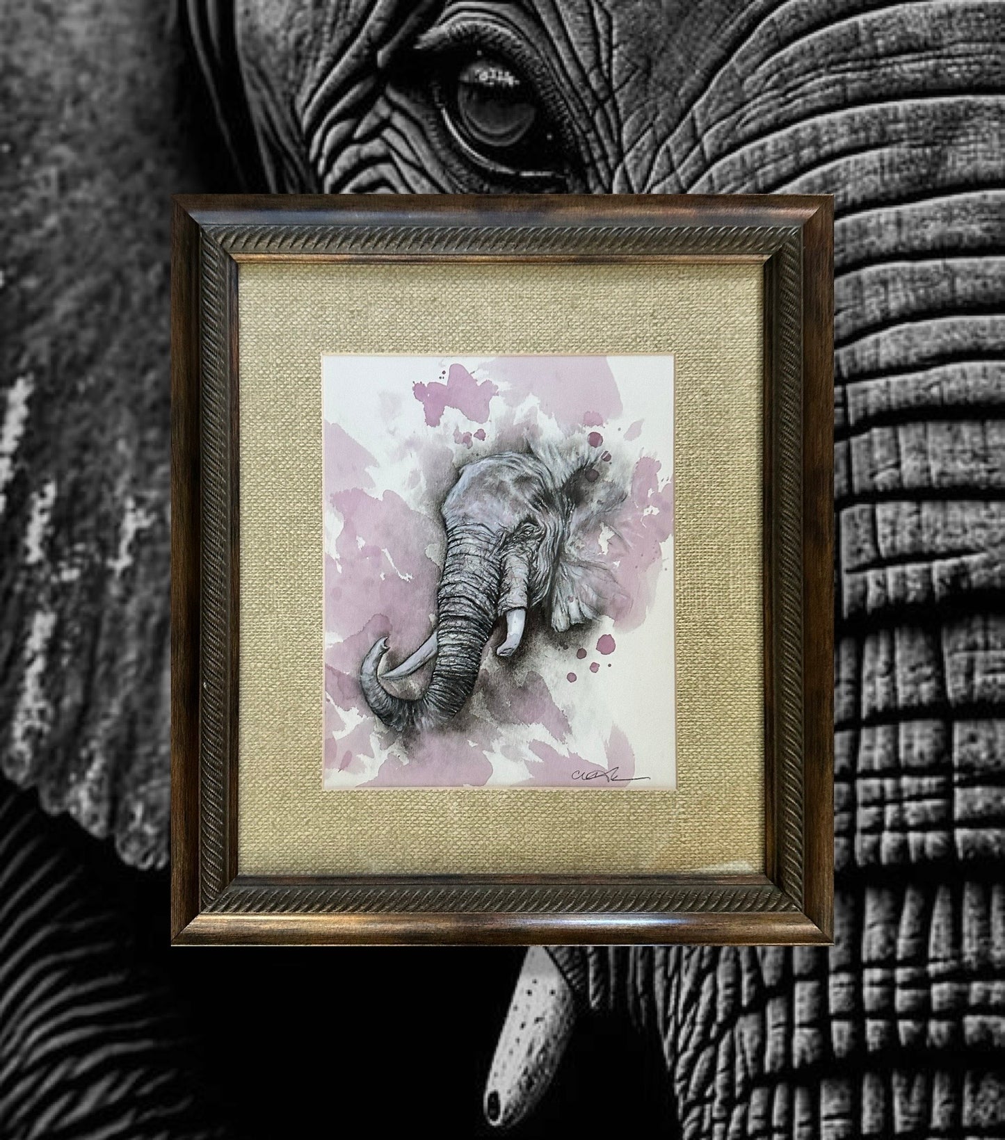 Elephant Majesty- Original Mixed Media Drawing