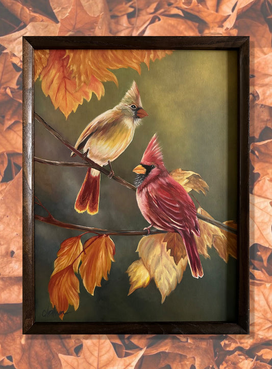 Original Cardinals Oil Painting