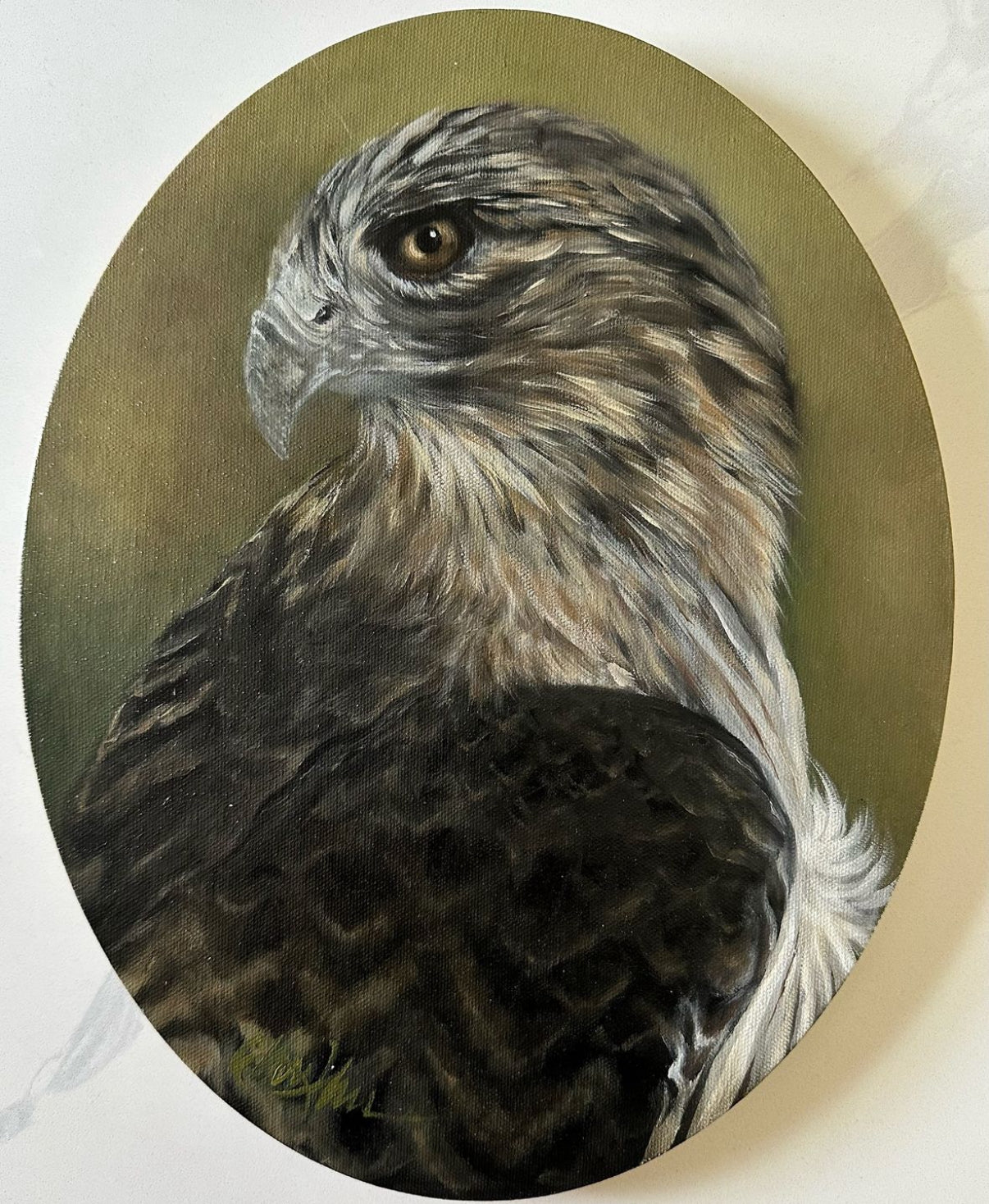 Original Hawk Oil Painting